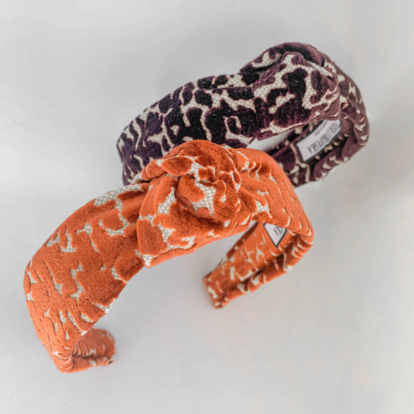 animal print headband in giraffe ginger | velvet headbands by tanya litkovska