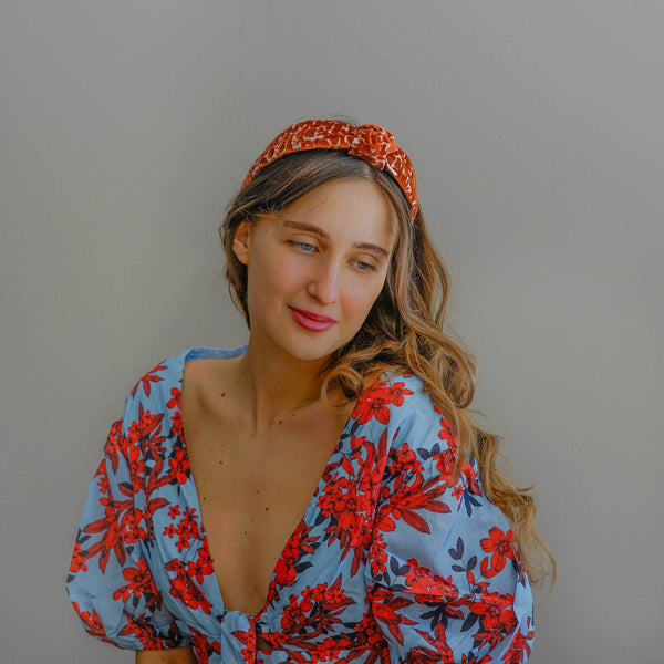 animal print headband in giraffe ginger | velvet headbands by tanya litkovska