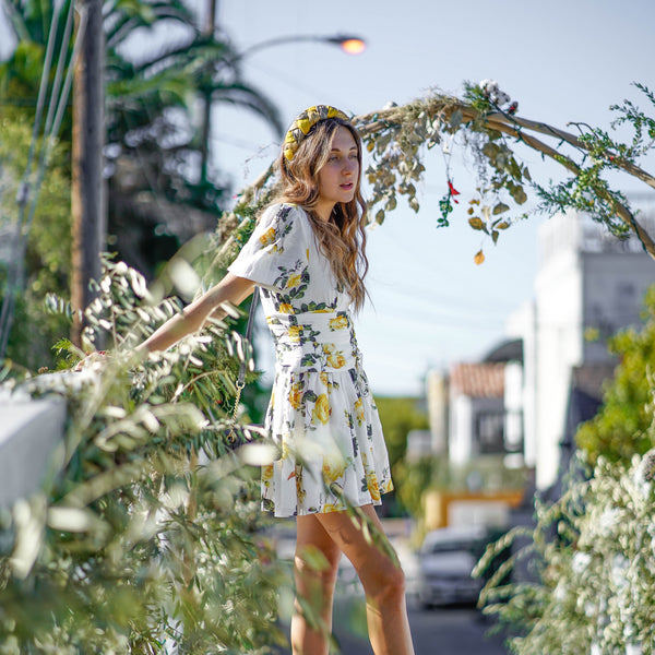 braided headband | silk yellow gold headband for women by tanya litkovska
