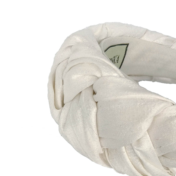 bridal wedding hair accessories | white headband braid by tanya litkovska