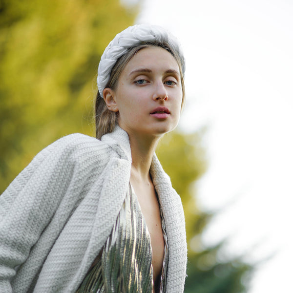bridal wedding hair accessories | white headband braid by tanya litkovska