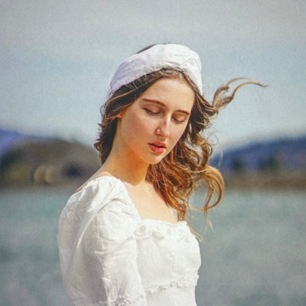 white silk crystal headband turban by tanya litkovska