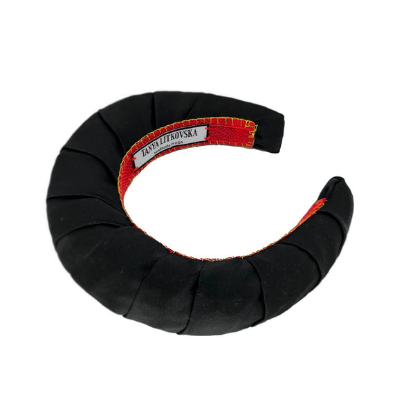 designer black silk headband | best fashion headbands | black headband by tanya litkovska