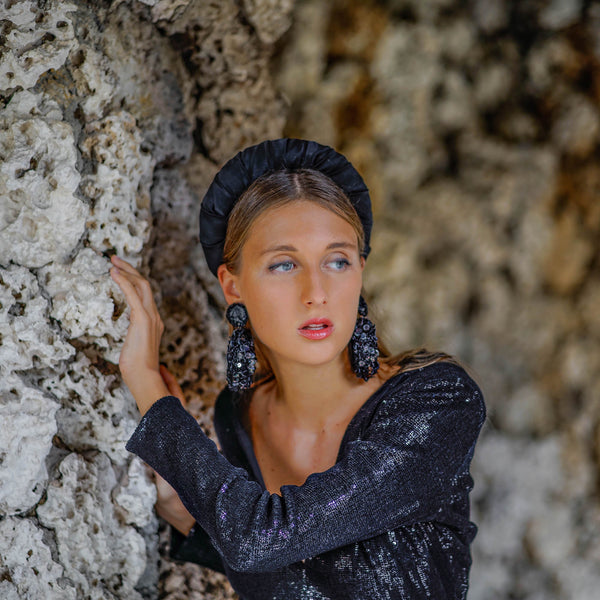 designer black silk headband | best fashion headbands | black headband by tanya litkovska