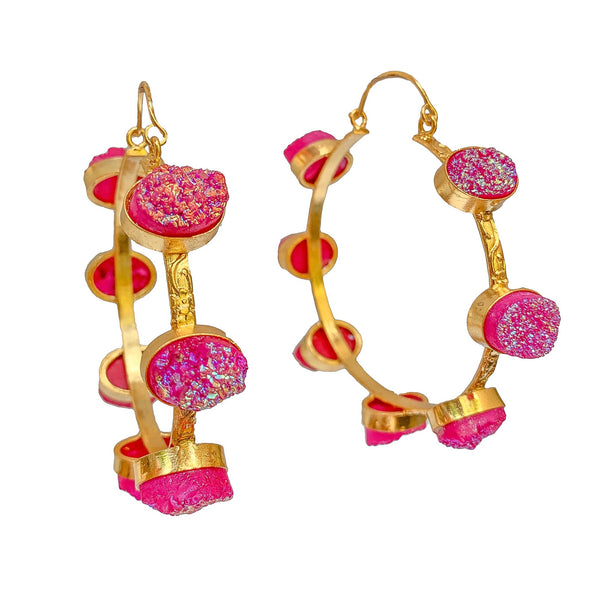 24k Gold Plated Hoop Earrings | Gemstone Earrings | Fancy Earrings by Tanya Litkovska
