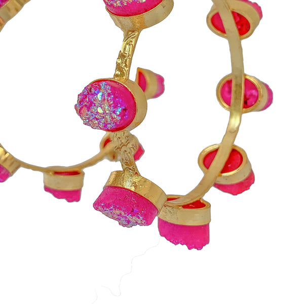 24k Gold Plated Hoop Earrings | Gemstone Earrings | Fancy Earrings by Tanya Litkovska