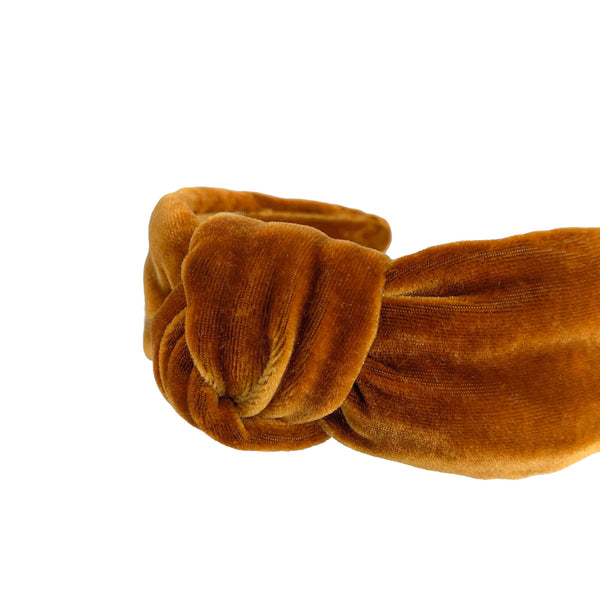 gold velvet headband | bow headband | knot headband by tanya litkovska