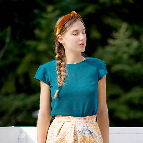 gold velvet headband | bow headband | top knot headband tanya litkovska