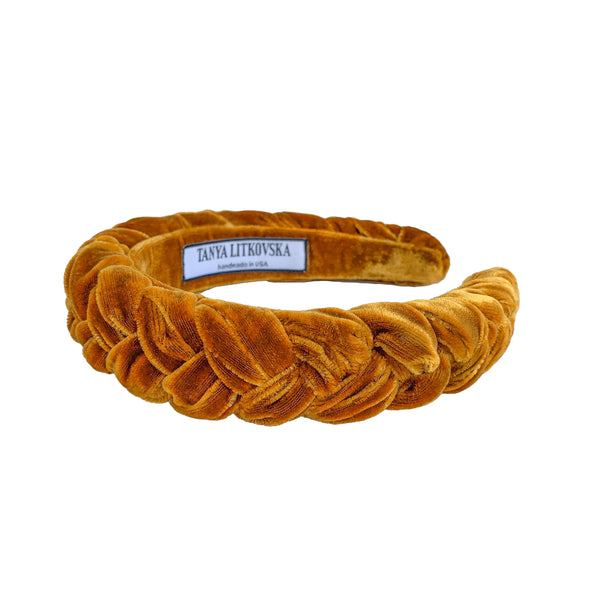 gold velvet headband braid | thin headbands | fashion headbands by tanya litkovska