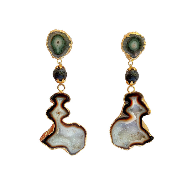 Handmade Gemstone Earrings | Luxury Gold Plated Earrings Artisan Drop Earrings by Tanya Litkovska