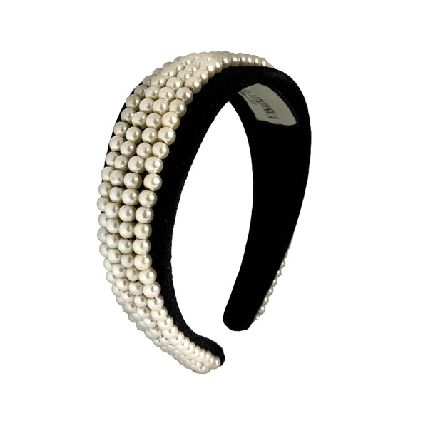 pearl headband | thick velvet headband | wide fashion headband by tanya litkovska