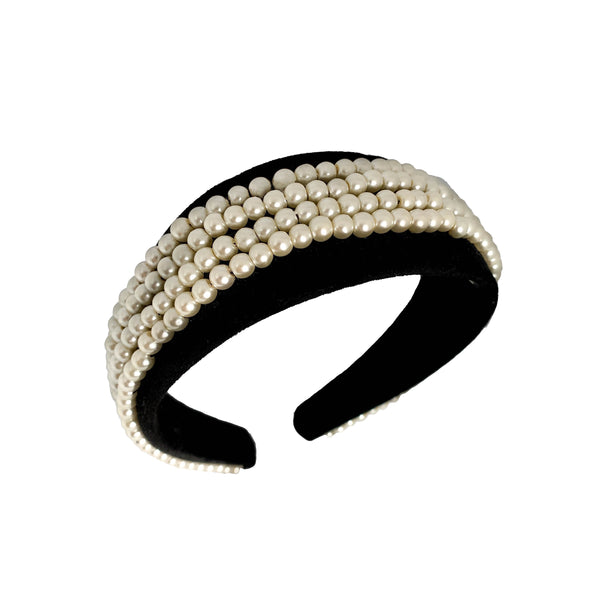 pearl headband | thick velvet headband | wide fashion headband by tanya litkovska