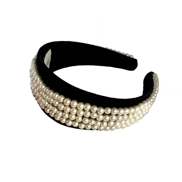 pearl headband | thick velvet headband | wide fashion headband by tanya litkovska