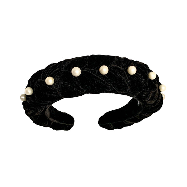 pearl velvet headband | beaded headbands for women | braided headband by tanya litkovska