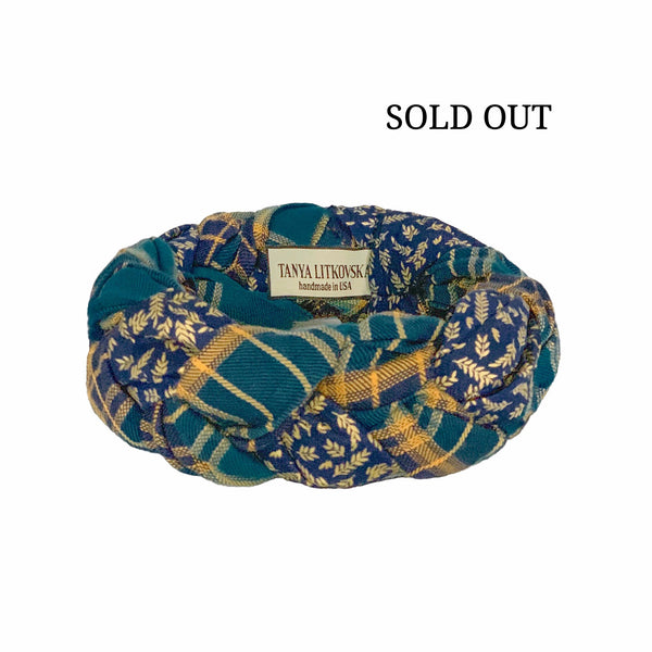 Plaid Blue Winter Headwrap