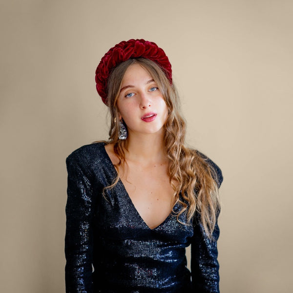 red velvet headband | wide headbands and statement hair accessories by tanya litkovska