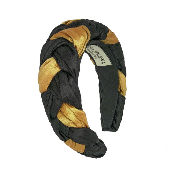 silk black gold headband | prom hair accessories | designer headbands by tanya litkovska