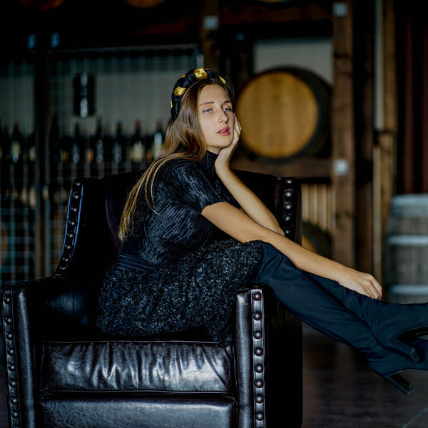 silk black gold headband | prom hair accessories | designer headbands by tanya litkovska