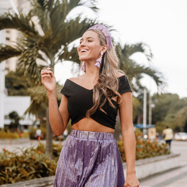 designer wide headbands | silk headband in lilac