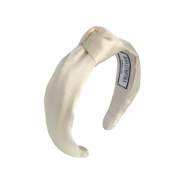 silk knotted headband | white headbands | wedding knot headband by tanya litkovska