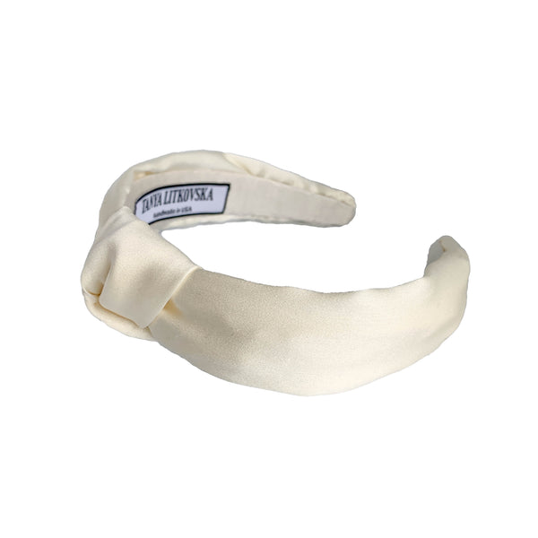 silk knotted headband | white headbands | wedding knot headband by tanya litkovska