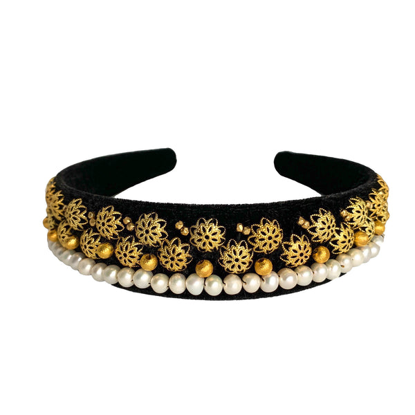 sofia pearl headband: jewelled headband with natural pearls by tanya litkovska