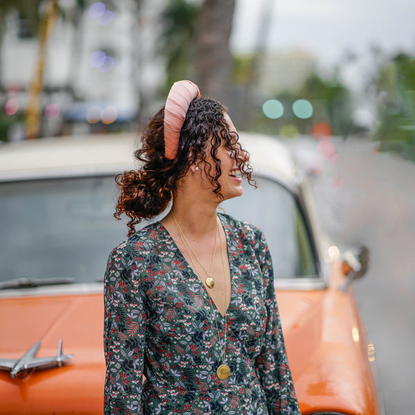 silk headband crown in peach orange by tanya litkovska