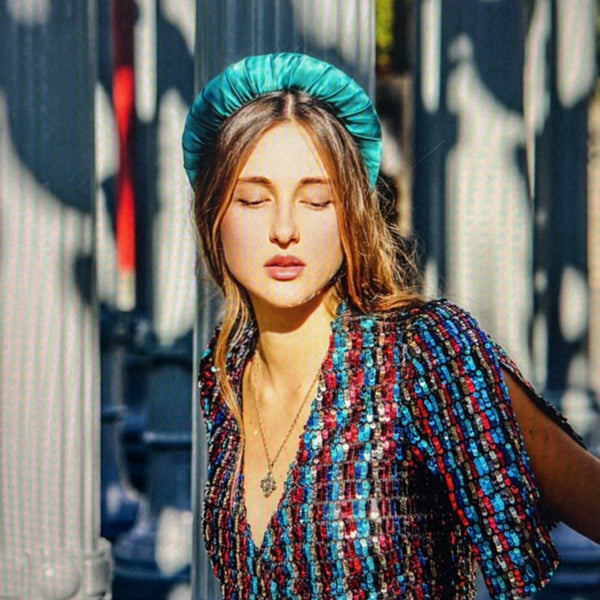 teal headband | silk crown headband for women | custom headbands by tanya litkovska