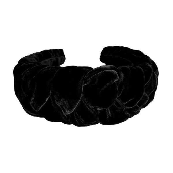 thick headband | black velvet headband braid | black headbands by tanya litkovska