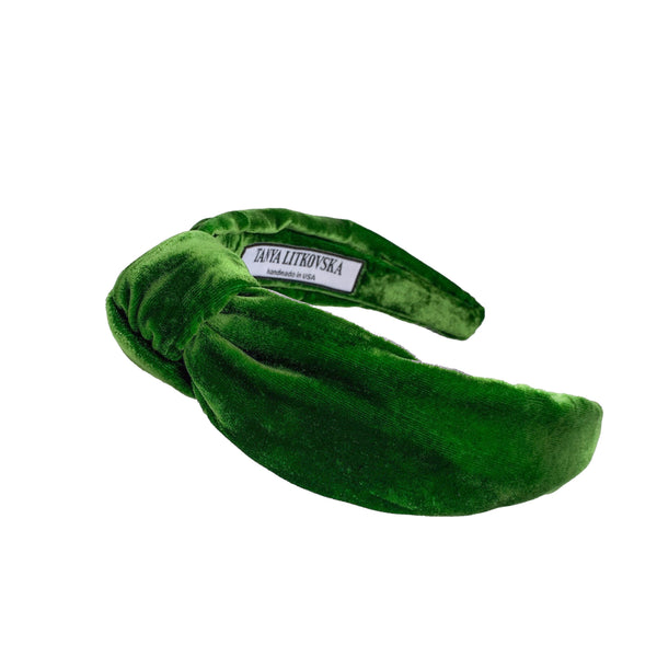 top knot headbands | velvet green headband | thick headbands by tanya litkovska