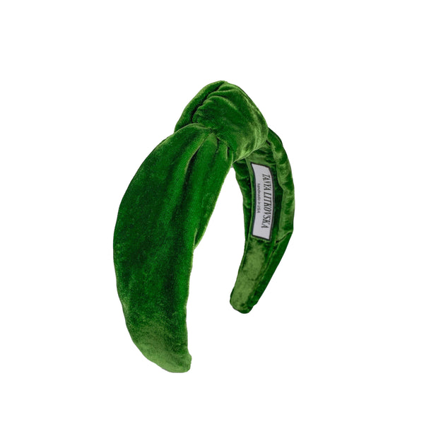 top knot headbands | velvet green headband | thick headbands by tanya litkovska