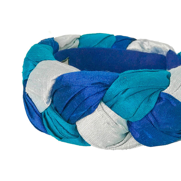 triple blue headband | silk fashion headbands | designer headbands by tanya litkovska