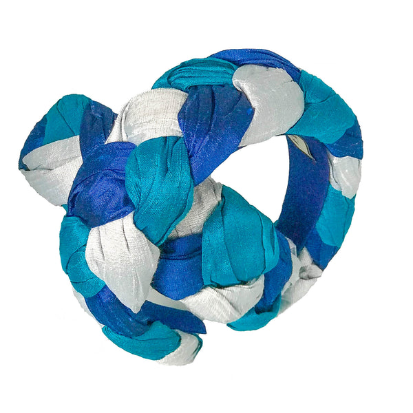 triple blue headband | silk fashion headbands | designer headbands by tanya litkovska