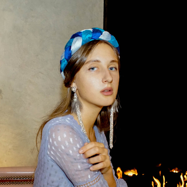 triple blue headband | silk fashion headbands | designer headbands by tanya litkovska