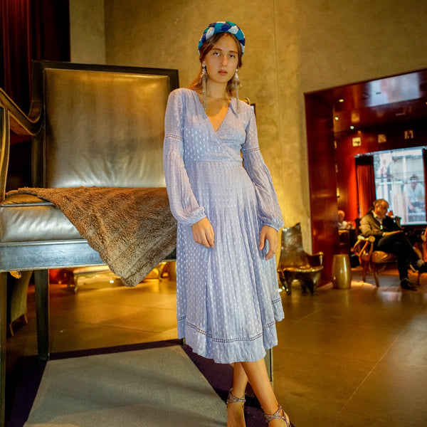 triple blue headband | silk fashion headbands | designer headbands by tanya litkovska