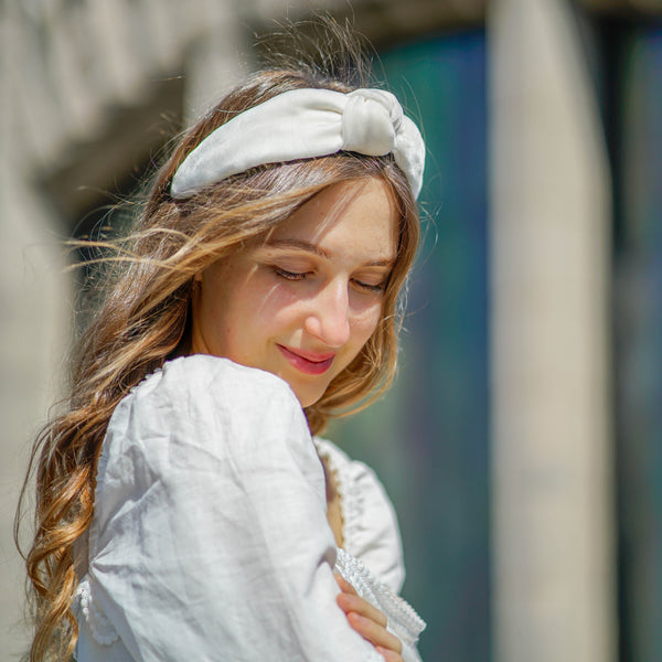 velvet knotted headband | white headband | great wedding hair accessory tanya litkovska