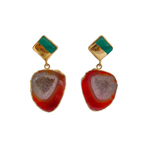 raw stones earrings | luxury gold plated earrings | gemstone earrings by tanya litkovska