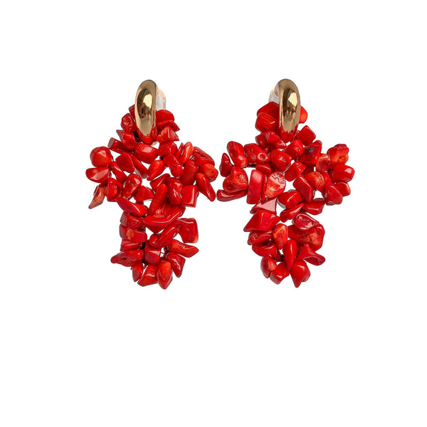 coral cross earrings | statement earrings | coral earrings by tanya litkovska