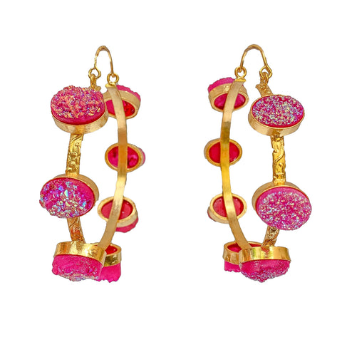 24k Gold Plated Hoop Earrings | Gemstone Earrings | Fancy Earrings by Tanya Litkovska