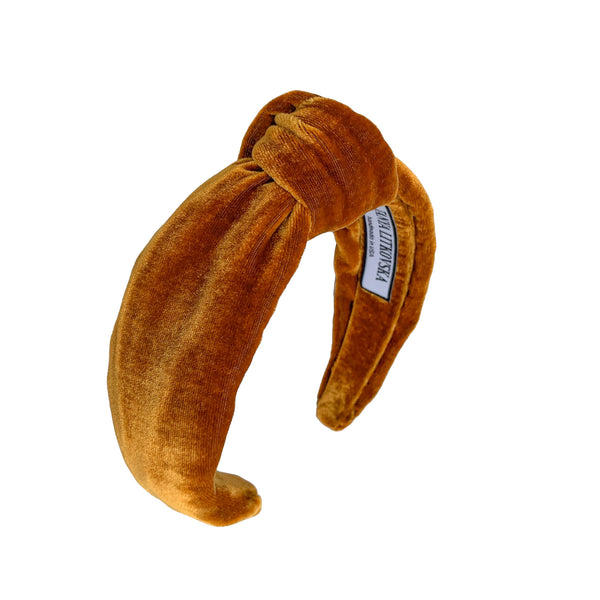 gold velvet headband | bow headband | knot headband by tanya litkovska