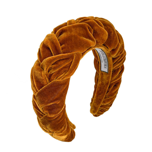 gold velvet headband | designer thick headbands | fashion headbands by tanya litkovska