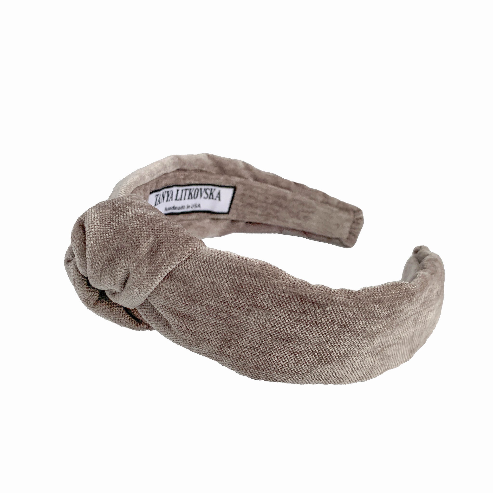 grey headband | velvet hair piece | designer headbands line by tanya litkovska