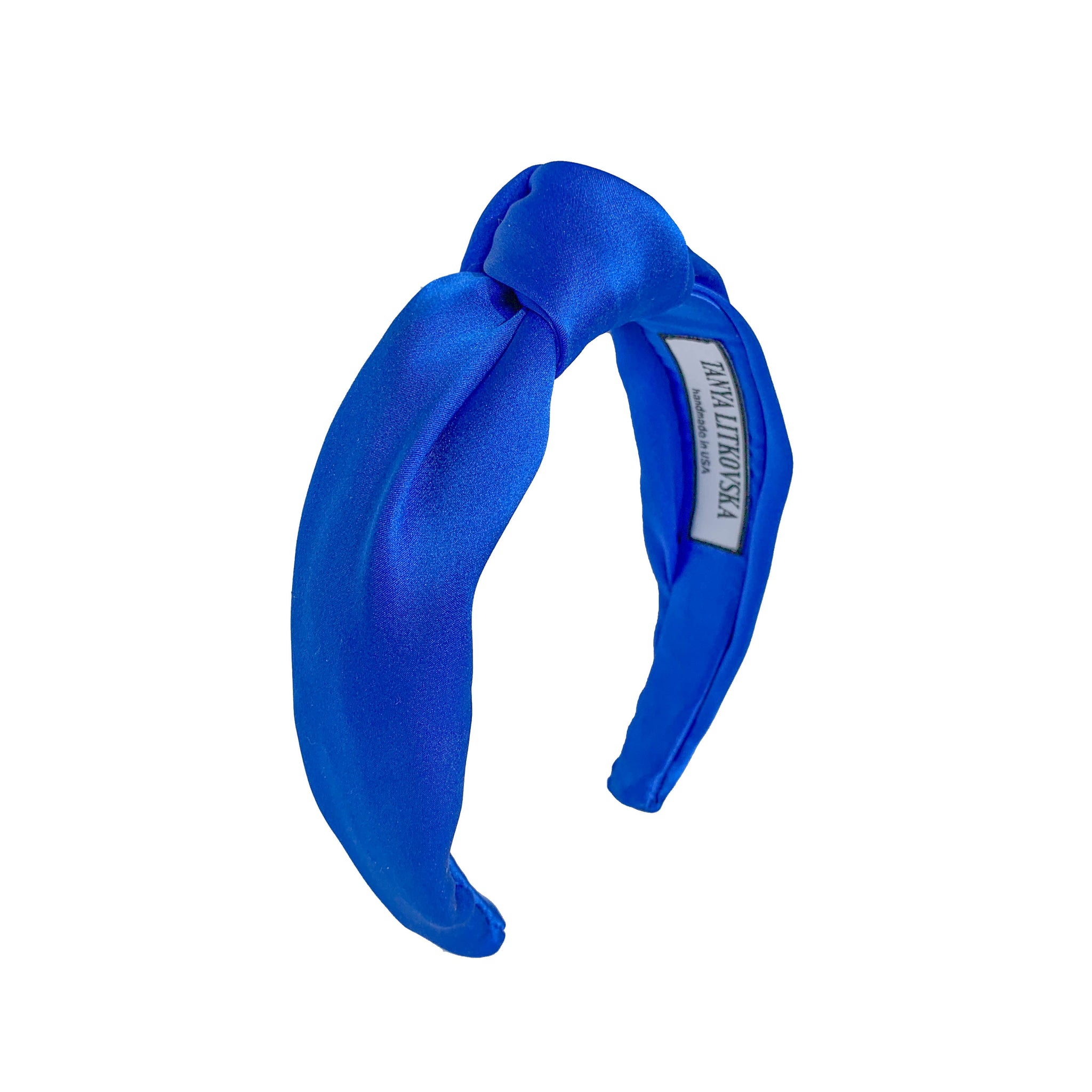 knot headband | cobalt blue headband 100% silk | thin headband by tanya litkovska