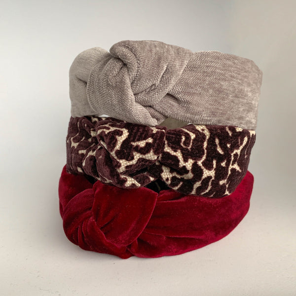 knotted headband | red velvet headband | hair accessories for women by tanya litkovska