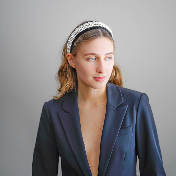 pearl headband | thick velvet headband | wide fashion headband by tanya litkovska