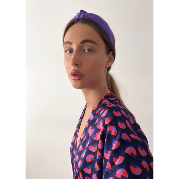 Silk Knotted Headband in Violet