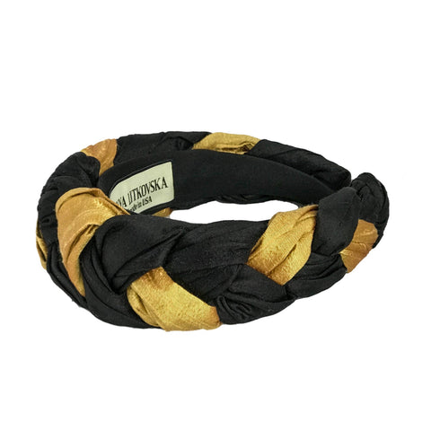silk black gold headband | prom hair accessories | designer headbands by tanya litkovska