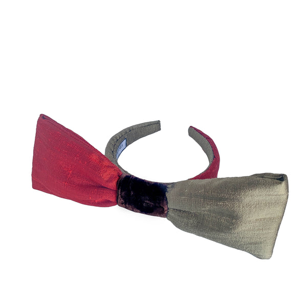 silk bow headband | designer bow headbands | red bow headband by tanya litkovska
