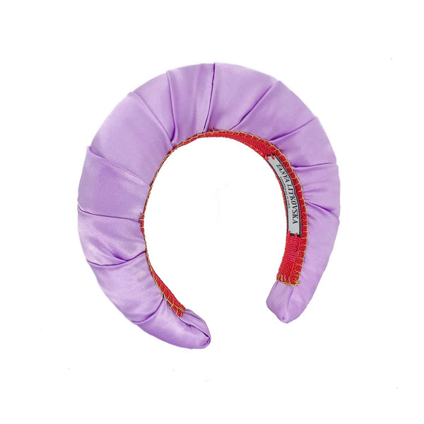 silk headband in lilac | designer wide headbands