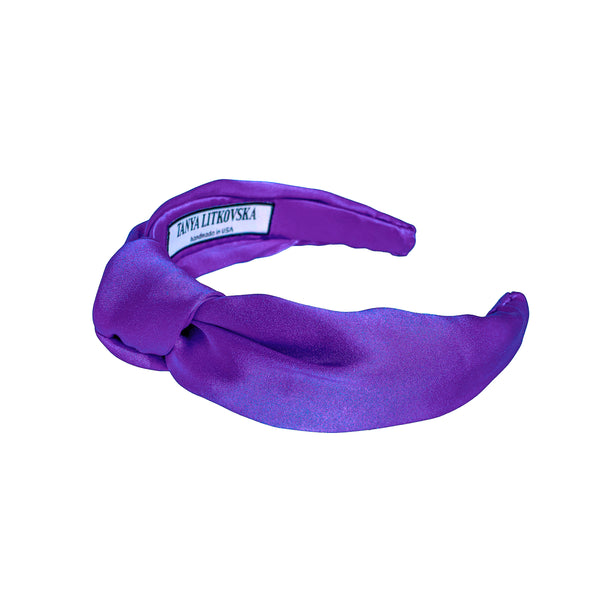 silk headband | violet purple knot headband | thin headbands by tanya litkovska
